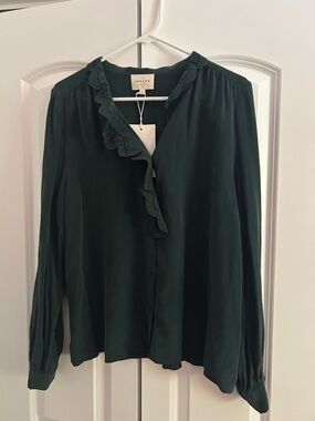 NWT Sezane Chlo shirt bottle green 14